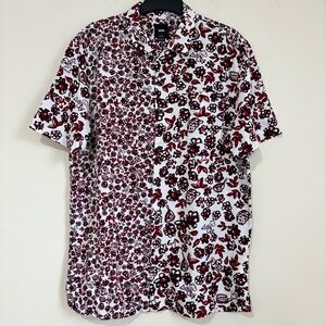 Vans off the wall woven micro dazed floral button up short sleeve preppy shirt M